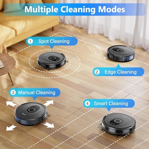 Tikom Robot Vacuum and Mop Combo, 5000Pa Robotic Vacuum Cleaner, 150 Min Max, App & Remote Control, Ideal for Hard Floor, Carpet, Pet Hair, Self-Charge(G8000 Max) 7