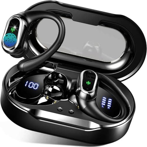Wireless Earbuds, 2026 Bluetooth 5.4 Headphones Sport, 50Hrs HiFi Stereo Deep Bass Over-Ear buds with ENC Noise Cancelling Mic, IP7 Waterproof & LED Display Earphones with Earhooks for Workout/Running