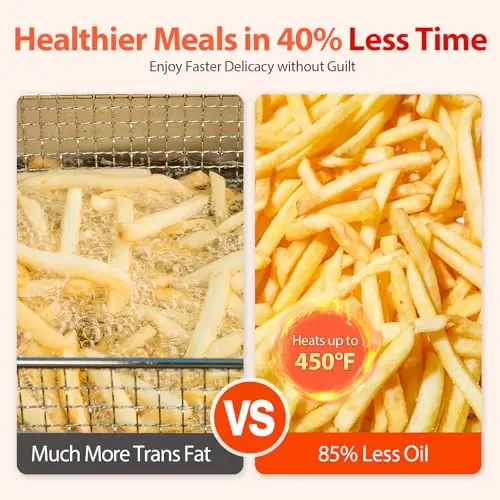 Air Fryer, Beelicious 8-in-1 Smart Compact 4QT Air Fryers, with Viewing Window, Shake Reminder, 450°F Digital Airfryer with Flavor-Lock Tech, Dishwasher-Safe & Nonstick, Fit for 1-3 People, White 6