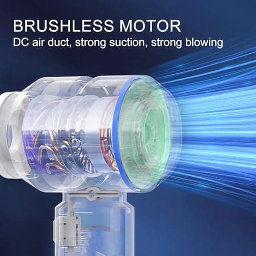 Handheld Vacuum Cordless, 21000Pa Wireless Handheld Car Vacuum Cleaner Strong Suction, 4 in 1 Mini Vacuum Portable Cordless, 100W High Power Brushless Motor & Air Duster for Car, Home, Gifts (Blue) 6