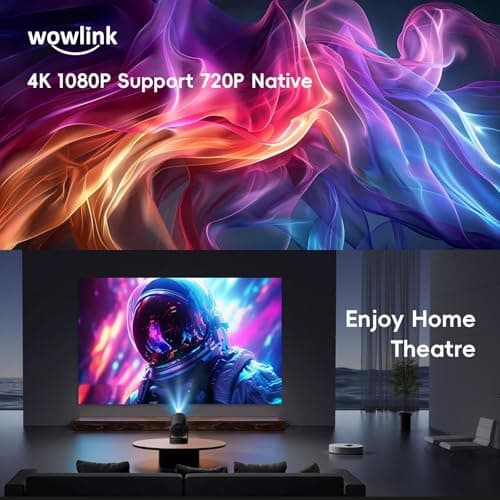 [Built-in Apps & 2026 Upgraded] Mini Projector with WiFi 6 and Bluetooth 5.4 Support 4K 1080P Auto Keystone 180° Rotatable Projector Portable Compatibile with HDMI/TV Stick/Memory Stick/Laptop 4