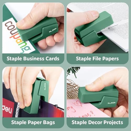 NUSIGN Mini Stapler with 830 Staples, Small Cute Desk Staplers, 25 Sheet Capacity, Green 5