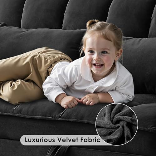 tiramisubest Sleeper Sofa Bed,55'' Convertible Pull Out Couch with Side Pockets,Velvet Fabric Loveseat Sleeper Sofa with Adjustable Backrest for Living Room,Apartment(Black) 7