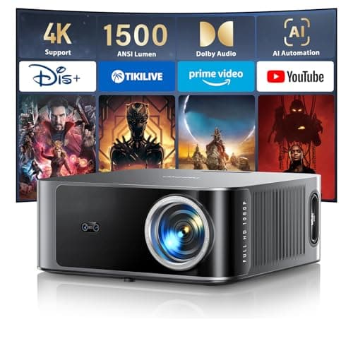 [1500 ANSI/36W Dolby Audio/APPs]Smart-Projector-4K with WiFi6 and 2Way Bluetooth, AI Auto Focus Projector with Native 1080P, HDR10, TOPTRO X9 Outdoor Movie Proyector Compatible with Phone/TV Stick/PC