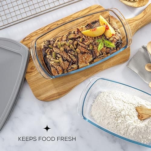 JoyJolt Glass Loaf Pan Set with Lid, Rectangular, 1.9 Quart, Deep, Meatloaf & Banana Bread Loaf Pans 6