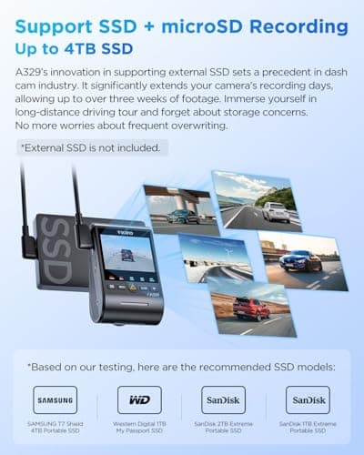 VIOFO A329 4K 60FPS Dash Cam Front and Rear, 4K+2K Dual Dash Camera for Cars, Built-in Wi-Fi 6 App Control, Dual STARVIS 2 Sensors, Support up to 4TB SSD Storage & 512GB microSD Card, 2 Channel HDR 6