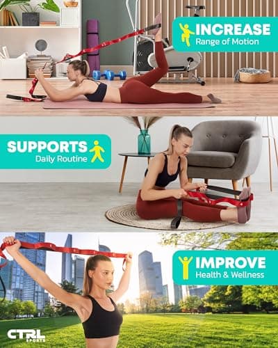 Stretching Strap with Loops - Non Elastic Stretch Band for Physical Therapy, Yoga Strap for Stretching Equipment, Stretch Bands for Exercise and Flexibility - Fascia, Hamstring and Leg Stretcher Belt 6