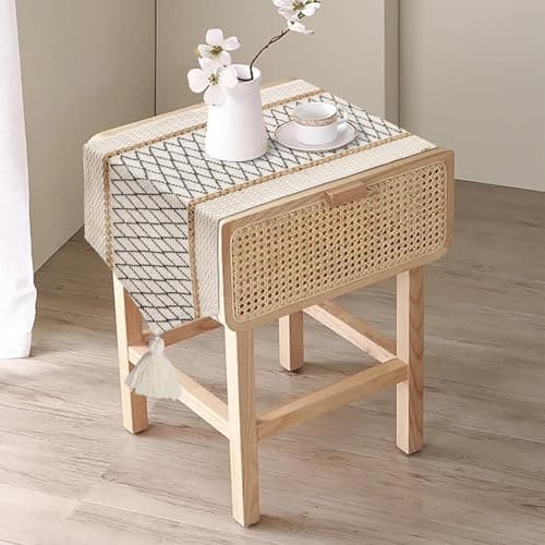 yuboo Boho Table Runner Triangular End 12*46 Inches, Coffee Table Runner with Tassels, Macrame Dresser Runners Scarf for Bedroom, Nightstand, Farmhouse Spring Table Decor 5