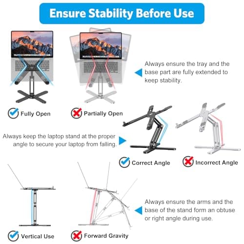 OMOTON 360° Rotating Laptop Stand Riser for Desk, Ergonomic Foldable Computer Stand Adjustable Height Angles for Collaborative Work, Easy Storage Fit Macbooks,All Laptops up to 16 inches, Black 6
