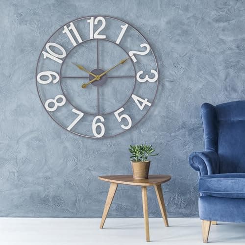 Sorbus Large Wall Clock for Living Room Decor - Wall Clock for Kitchen - 24 inch Big Wall Clock Decorative - Metal Wall Art - Analog Large Clock for Bedroom, Home, Kitchen, Office, Wall Decor (White) 7