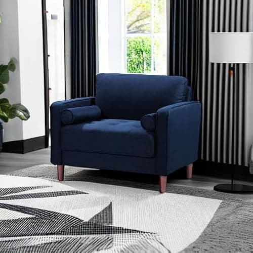 Studio Living® Lexington 39.4" Arm Chair, Mid-Century Modern, Pocket Coil Comfort, Easy Assembly, Woven Fabric, Navy Blue 9
