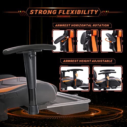 AA Products Gaming Chair Ergonomic High Back Computer Racing Chair Adjustable Office Chair with Footrest, Lumbar Support Swivel Chair - BlackOrange 5