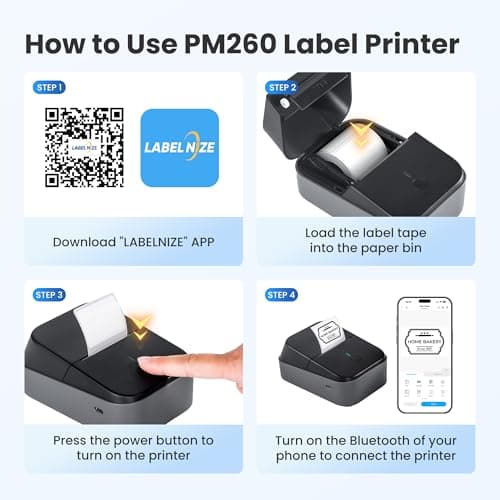ETIKEZ PM260 Label Maker Machine with Tape, 2 Inch Label Tape Maker Bluetooth Label Printer, Inkless Portable Label Maker with Smart AI APP for Home, Kitchen, School, Office Organization, Black 5