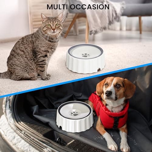 FORWH Dog Water Bowl No Spill 70oz/2L Large Capacity Dispenser Non Slip No Splash Bowl Pet Slow Feeder No Drip Dog Water Bowl on Vehicle Slow Water Bowl for Dogs and Cats 7