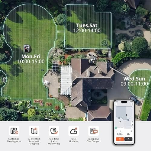 Segway Navimow i105N Robot Lawn Mower Perimeter Wire Free 1/8 Acre RTK+Vision Robotic Lawnmower, AI-Assisted Mapping, Virtual Boundary, APP Control, 58dB(A) Quiet, Multi-Zone Management 5