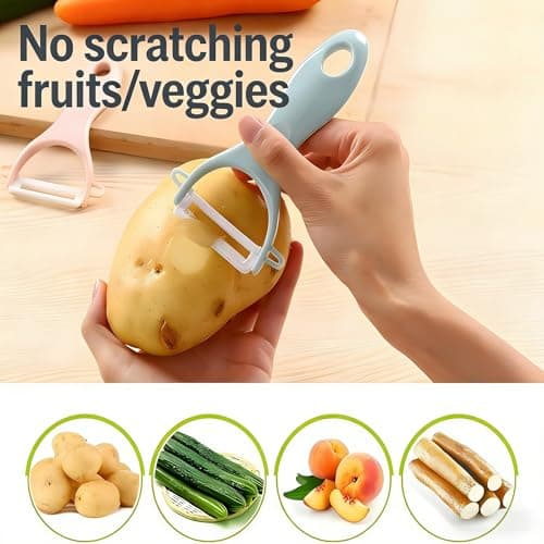 2-Pack Ceramic Y-Peeler Set - Sharp Rust-Proof Vegetable & Fruit Peelers, Blue 5
