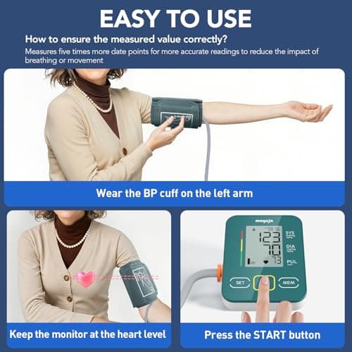 Arm Blood Pressure Monitor,maguja Blood Pressure Machine,BP Monitor Automatic Upper Arm Digital with Blood Pressure Cuff for Home Use (Green) 6