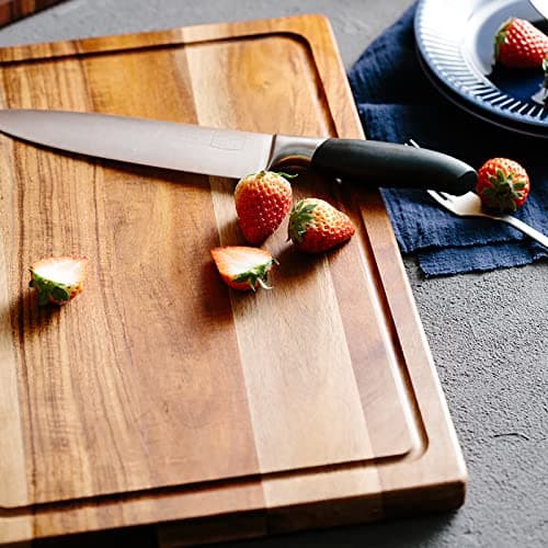 EVERBBKING Acacia Wood Cutting Board for Kitchen Wooden Cutting Board with Deep Juice Groove and Handles, Wooden trays for meat, fruit and cheese 2