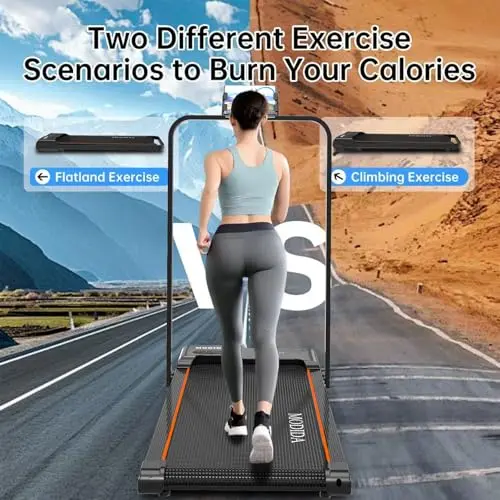MODIDA 3-in-1 Treadmill for Home, Portable Walking Pad with Hand & Running Machine with Remote Control & LED Display, Compact Electric Treadmill for Home & Office, 300 lbs Capacity 9