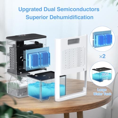 WiFi-Enabled Dehumidifier Dehumidifiers for Home Up to 850Sq.Ft Dehumidifier for Basement with 85OZ Water Tank Alexa Voice APP Control, Auto Shut Off & 7 Color LED Lights Ideal for Bedroom RV 1 3