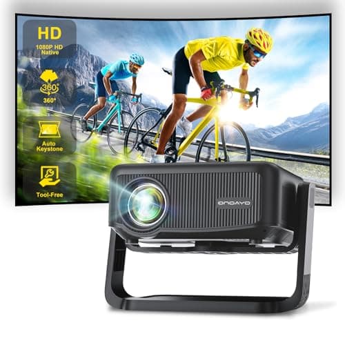 [360°Adjustable Stand] Mini Projector with WiFi and Bluetooth: Electric Focus & Auto Keystone 1080P 500 ANSI Bluetooth Projector, ONOAYO AY3 Portable Movie Phone Projector for Home Upgrade Black
