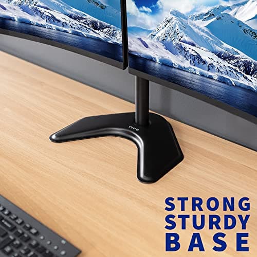 VIVO Dual LED LCD Monitor Mount, Free-Standing Desk Stand for 2 Screens up to 32 Inch, Heavy-Duty Fully Adjustable Arms with Max VESA 100x100mm, Black, STAND-V032F 8