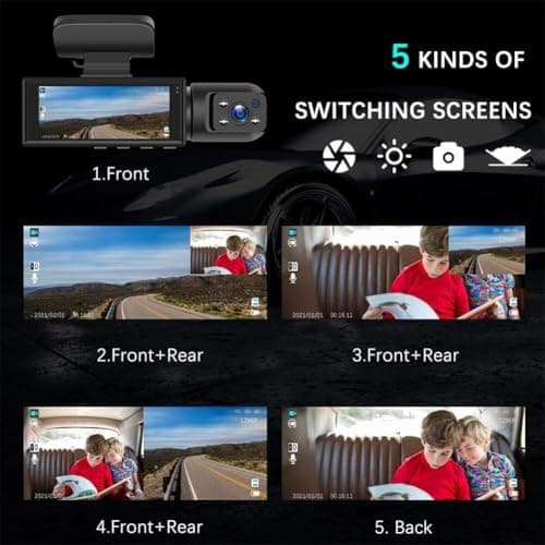 Vital Dash Cam 2025, Car Camera - Front and Rrear with 1080p Night Vision, Vigil Dash Cam 24h Parking Mode, 32G Memory Card (DashCam+32G Memory Card) 7