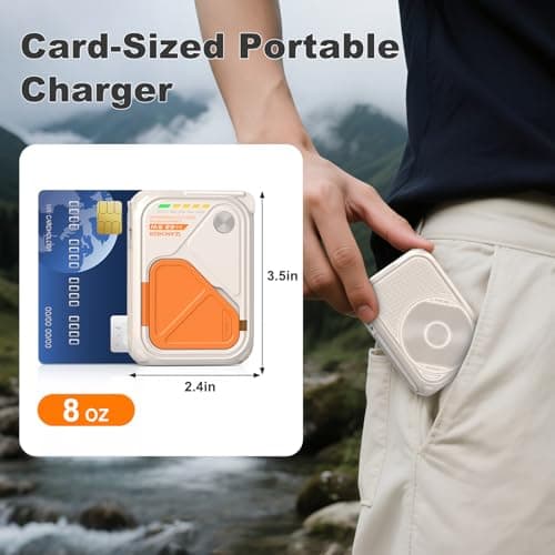 SEANCHEER P05 Portable Charger, Magnetic Power Bank, Small Wireless PowerBank, Battery Pack10000mAh Travel Essentials Fast Charging with Built in Cable, Foldable Wall Plug for iPhone,Samsung,Andriod 5