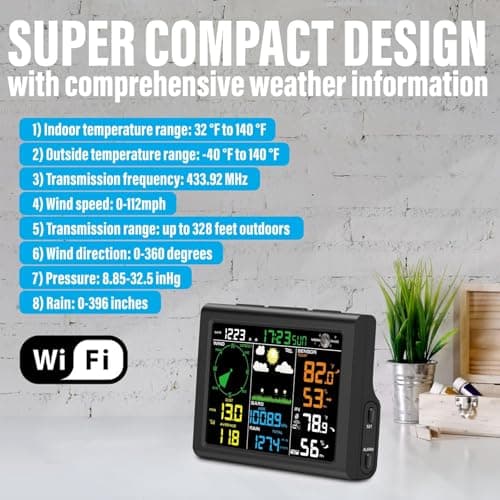 Sainlogic Professional WiFi Weather Station with Outdoor Sensor, Internet Wireless Weather Station with Rain Gauge, Weather Forecast, Wind Gauge, Wunderground, Black 7