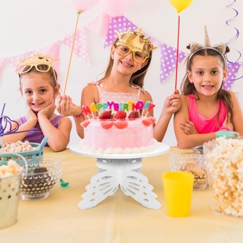 AOCEAN 12" Diameter Butterfly Cake Stand Butterfly PVC Cake Decorations with Engraved Butterflies Cake Stands for Dessert Table Wedding Birthday Party (1 Pcs) 7