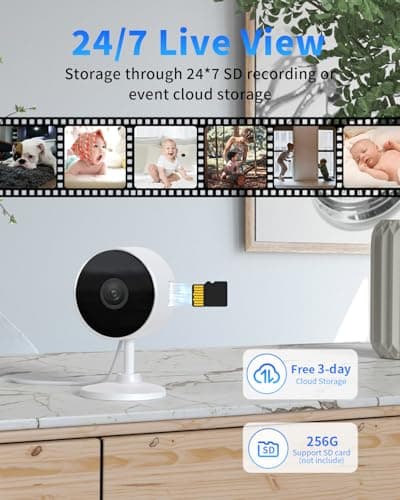 Mysight 2K Indoor Security Camera for Home Security, AI Voice Change for 2-Way Talk, Motion Detection, Night Vision, 24/7 SD Recording/Cloud Storage, WiFi Home Camera (White) 6