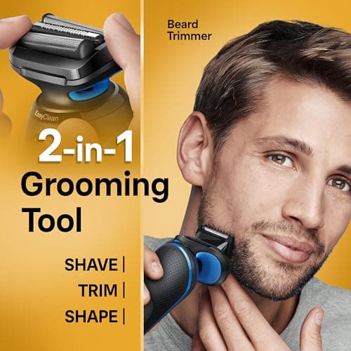 Braun Electric Shaver for Men, Series 5 5120s, Wet & Dry Shave, Turbo Shaving Mode, Foil Shaver, Engineered in Germany, with Beard Trimmer & Attachments, Blue 6