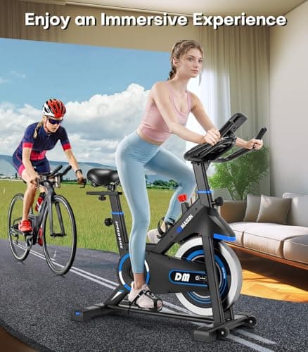 Exercise Bike, DMASUN Classic Brake Pad Stationary Bike for Home with 300 LBS Capacity, Indoor Bike with Comfortable Seat Cushion, Digital Display with Pulse 8
