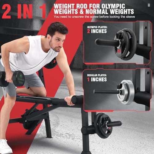 ANCHEER 900LBS Weight Bench Set with Squat Rack, Adjustable Bench Press Set with Leg Extension and Leg Curl, Flat Incline Decline Workout Bench for Home Gym Full Body Strength Training 5