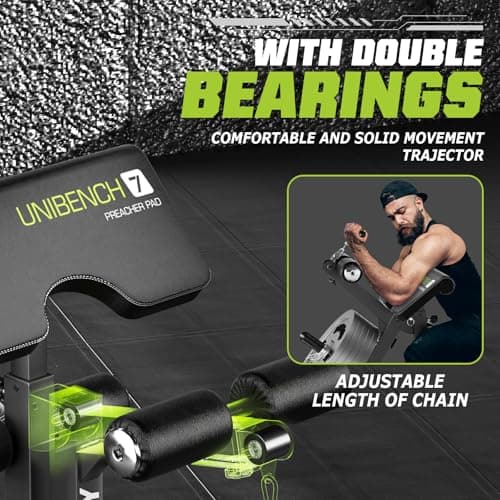 UNIRAY Weight Bench, Workout Bench for Home Gym with 1200 LBS Capacity, Adjustable Weight Bench with Heavy Duty Leg Extension and Preacher Pad, Gym Bench Incline Flat Decline for Bench Press Full Body Strength Training 6