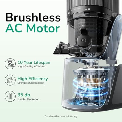 Canoly C16 Cold Press Juicer, 6" Extra Wide Feed Chute, 3-IN-1 Strainers (Juice & Sorbet & Nut Milk), Powerful AC Brushless Motor, Self Precut System, Juicer Machines with BPA-Free (Space Gray) 5