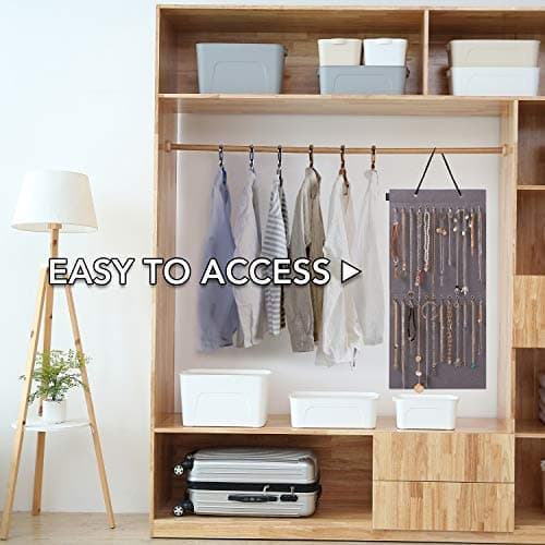 AFUOWER Jewelry Organizer Hanging Necklace Storage Holder for Girl Women 24 Hooks Organizer for Holding Jewelries 1 Pack (Gray) 5