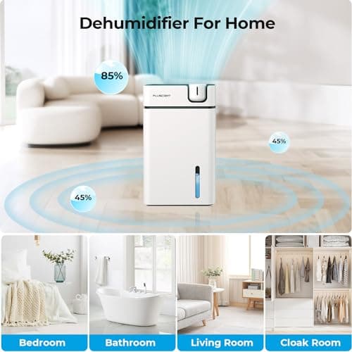 Dehumidifiers for Home, PLUSCENT 1000 Sq.ft Quiet Dehumidifier with Drain Hose for Basement Bedroom Bathroom RV Closet, with 88 OZ Water Tank, Auto Defrost, Auto Shut Off, Sleep Mode, 7 Colors LED 7