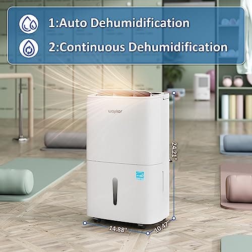 Waykar 150 Pints 2025 Energy Star Dehumidifier for Spaces up to 7,000 Sq. Ft at Commercial and Industrial Large Room, Warehouse, Storage, Home, Basement, with Drain Hose, Auto Defrost, Self-Drying 7