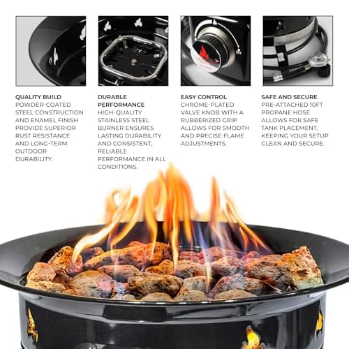 Outland Living Portable Propane Fire Pit, 19-inch, 58,000 BTU Smokeless Gas Firebowl | Perfect for Camping, Patio, Backyard, Tailgating, Deck, RV| Black 823 Standard 5