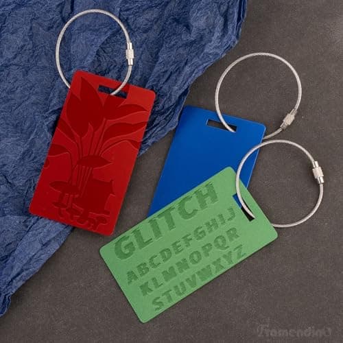 Framendino, 5 Pack Aluminum Luggage Tags Metal Travel Bag Name Stamping with Wire Ring for Backpacks Suitcases Bags 5