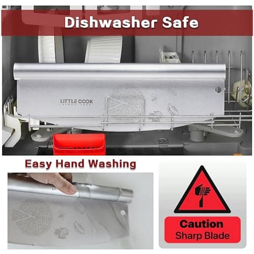 14" Pizza Cutter, Little Cook Ultra Sharp Stainless Steel Pizza Cutter Rocker with Cover, Pizza Knife Slicer for all Types of Quesadillas, Flatbreads, Brownies, Dishwasher Safe 8