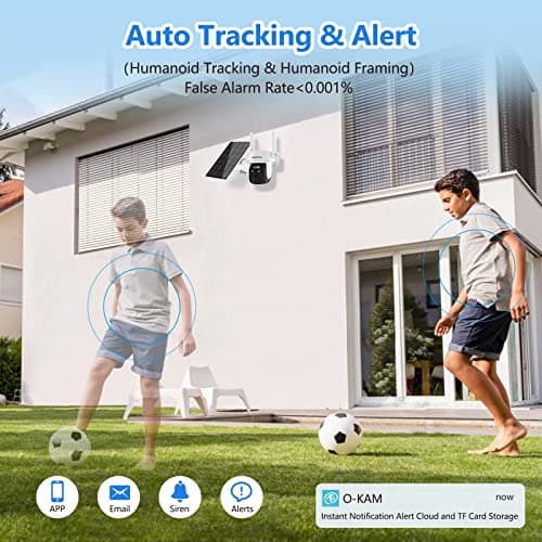 [ 8X Zoom ] 4K 5Dbi Security Cameras Wireless Outdoor, Battery Powered Solar Security Camera Outdoor 360° PTZ WiFi Camera with Spotlight Siren, Motion Detection,Color Night Vision,2.4/5GHz,2-Way Audio 5