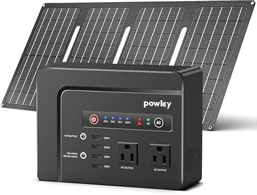 Powkey Solar Powered Generator,200W Portable Solar Generator Power Station with Solar Panels 40W,146Wh Generator Power Bank with 2 AC Outlet 110V Pure Sine Wave for Outdoor Camping Emergency Home 8