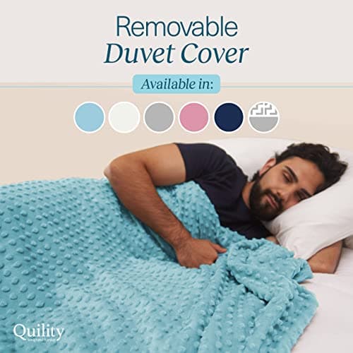 Quility Weighted Blanket for Adults - 25 LB Queen Size Heavy Blanket for Cooling & Heating - 100% Cotton Big Blanket w/Glass Beads, Machine Washable Blankets - 60"x80", Aqua 7