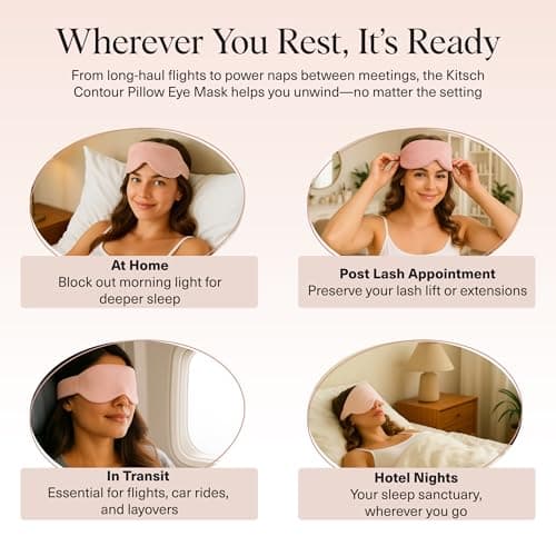 Kitsch Contour Pillow Eye Mask – Softer Than Silk Eye Masks for Sleep, Blindfold Sleep Masks for Women & Men, No Eye Pressure, Lightweight, Eye Care, Travel Essentials - Blush 6