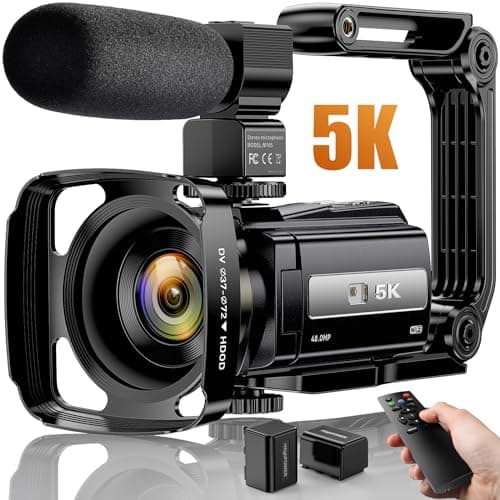 ZNIARAKL 5K Video Camera Camcorder 48MP UHD WiFi IR Night Vision Vlogging Camera for YouTube 16X Digital Zoom 3” Touch Screen Camera Recorder with Microphone,Handheld Stabilizer,Lens Hood,Remote