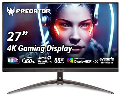 acer Predator XB273K 27" 4k Gaming Monitor | AMD FreeSync Premium | ZeroFrame Design | 160Hz Refresh | Up to 0.5ms Response | Height, Tilt, Swivel, Pivot Adjust | HDR 400 | 1 x DP 1.4 & 2 x HDMI 2.1