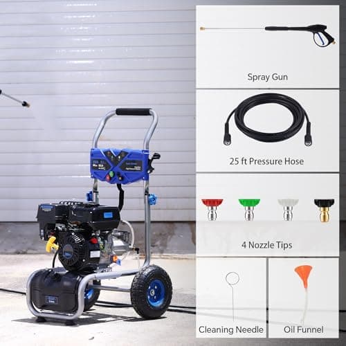 AidBuilt 3500 PSI Gas Pressure Washer, 2.3 GPM Gas Power Washer with 209CC Engine, 25FT Hose, 4 Quick-Connect Nozzles, High Pressure Washer for Cleaning Walls, Vehicles, Gardens, Driveways, Concrete 9