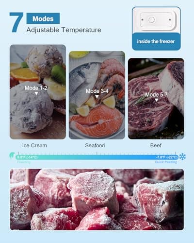 Feelfunn 3.0 Cu.ft Upright Freezer - Compact Mini Freezer with 7 Adjustable Thermostat, Removable Shelves, Reversible Single Door, 360°Uniform Cooling Small freezer for Home Office Kitchen Dorm, Black 2